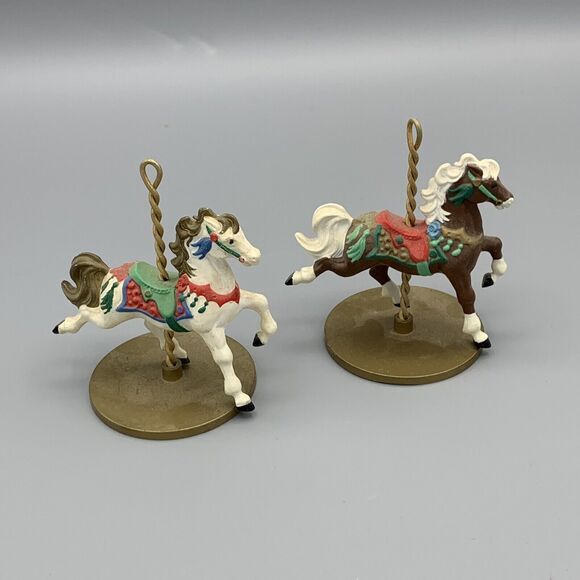 1989 Hallmark Cards Carousel Horses Snow Star Ornaments Replacement Cake Toppers - Picture 4 of 8